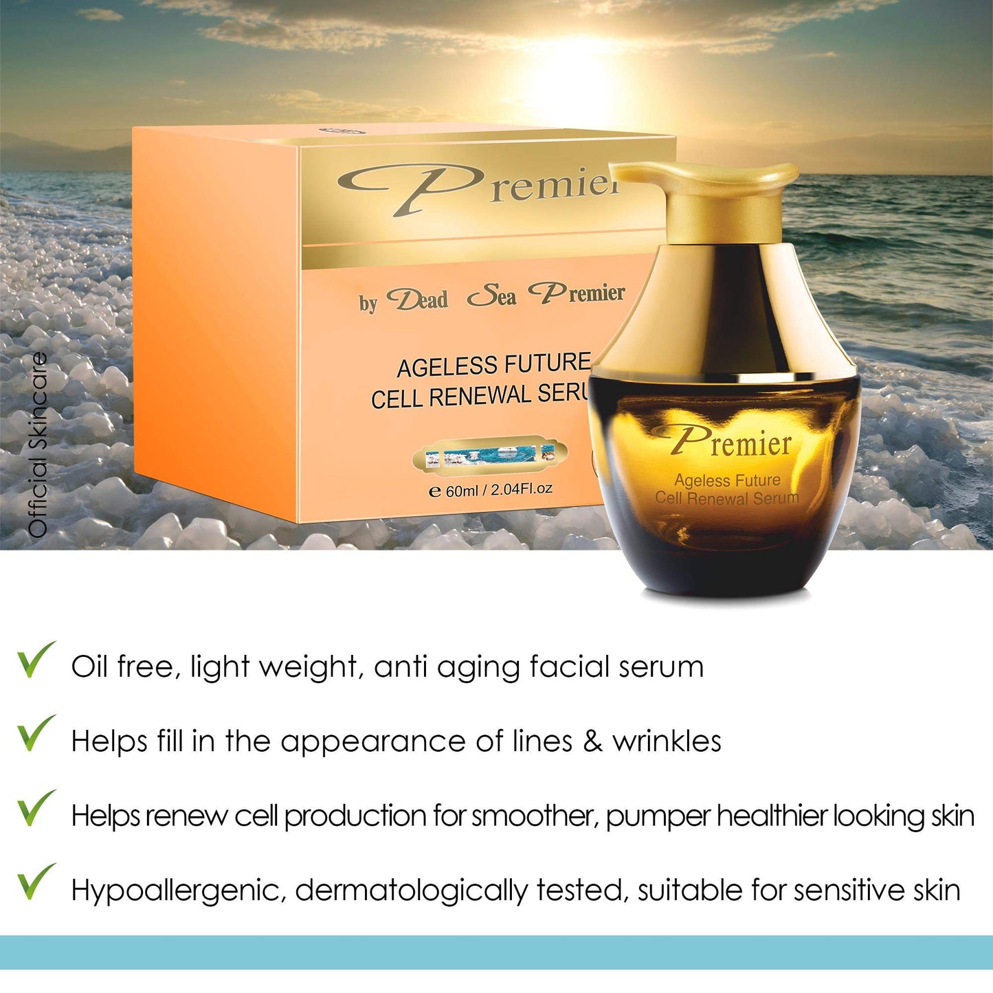 Premier Dead Sea Classic Ageless Future Cell Renewal Serum 2.04 Fl oz