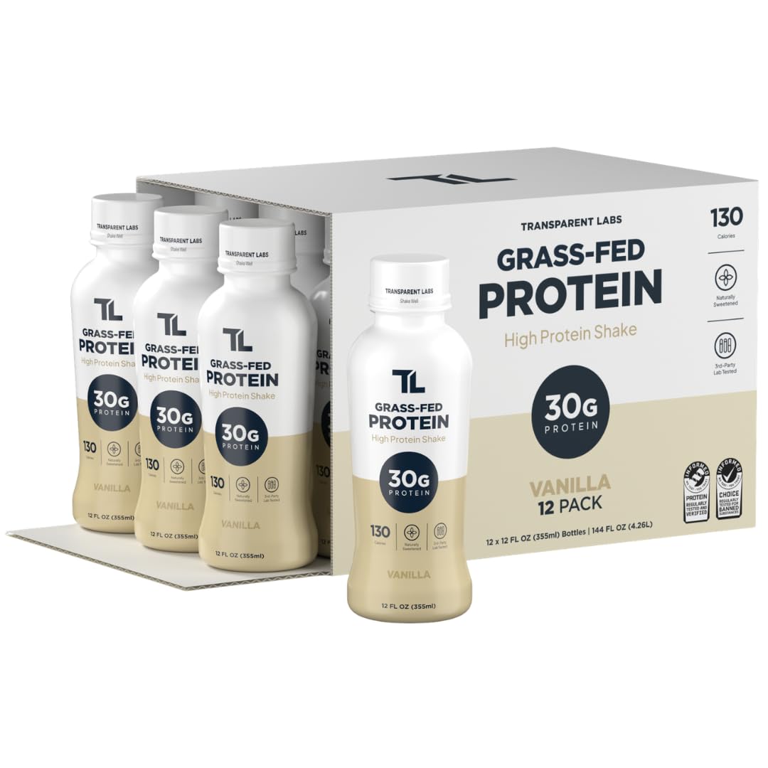Transparent Labs Grass-Fed Protein Shake - Chocolate - 12 Pack