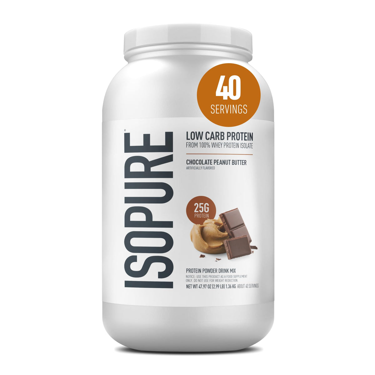 Isopure Zero Carb Whey Isolate Protein Powder, Creamy Vanilla 3 LB