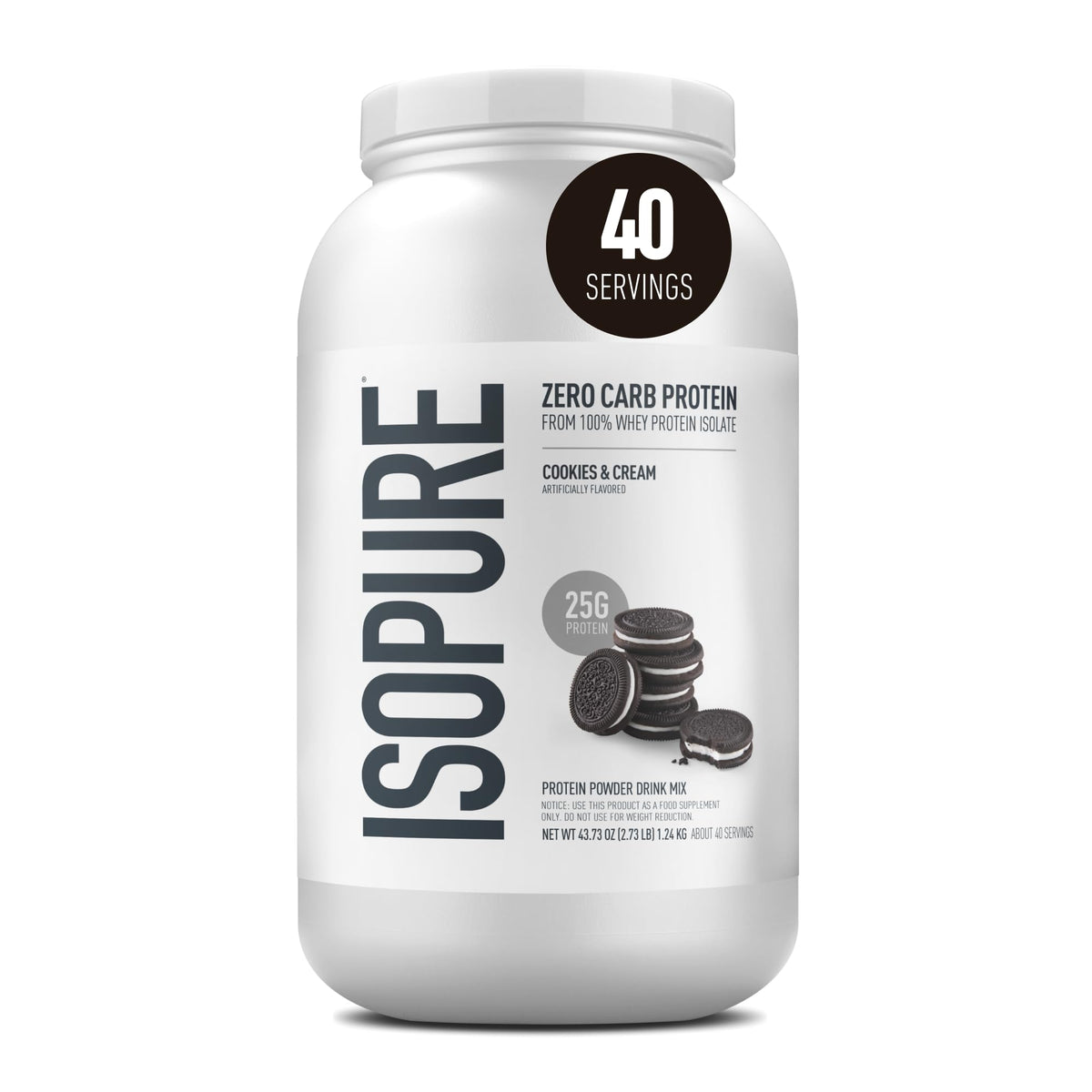 Isopure Zero Carb Whey Isolate Protein Powder, Creamy Vanilla 3 LB