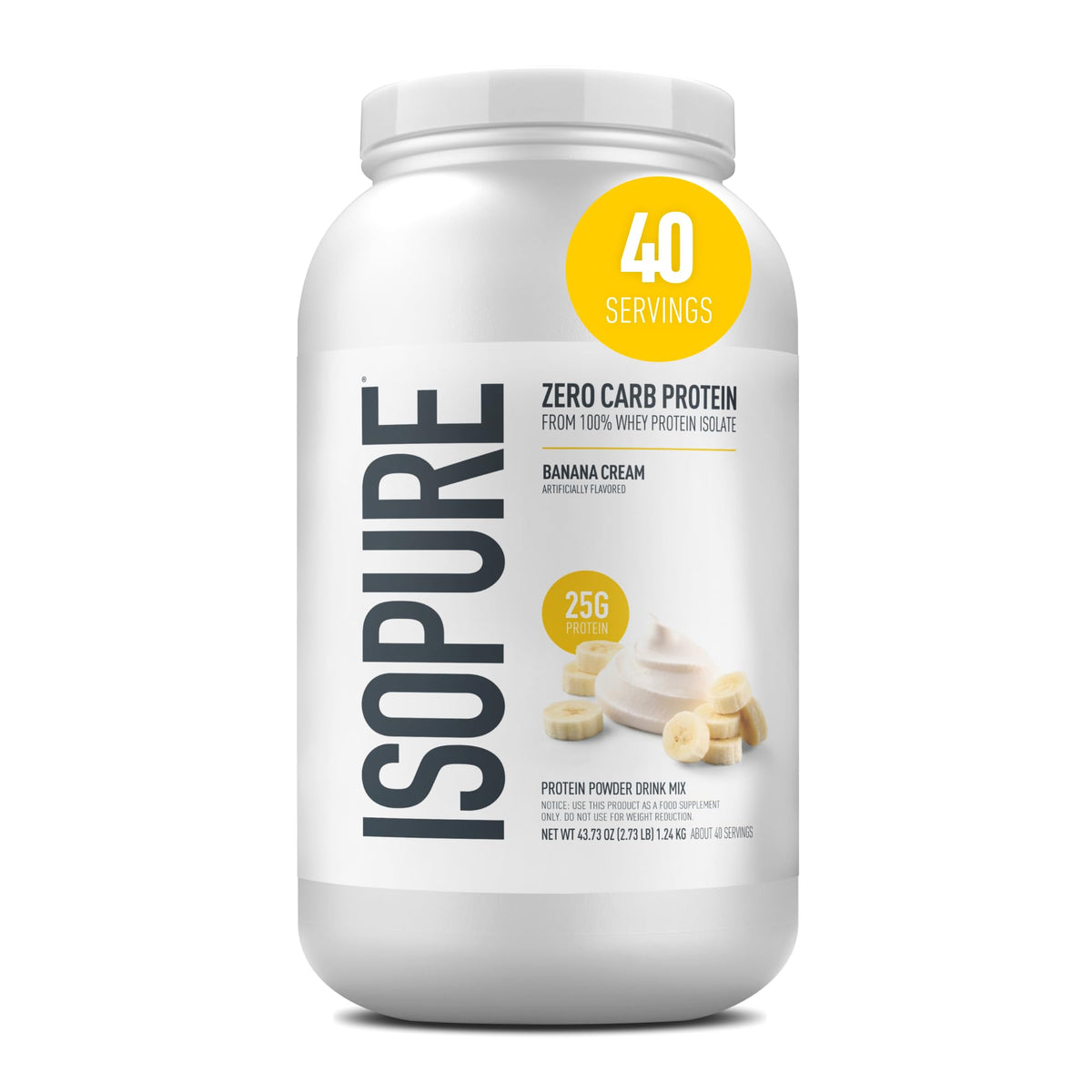 Isopure Zero Carb Whey Isolate Protein Powder, Creamy Vanilla 3 LB
