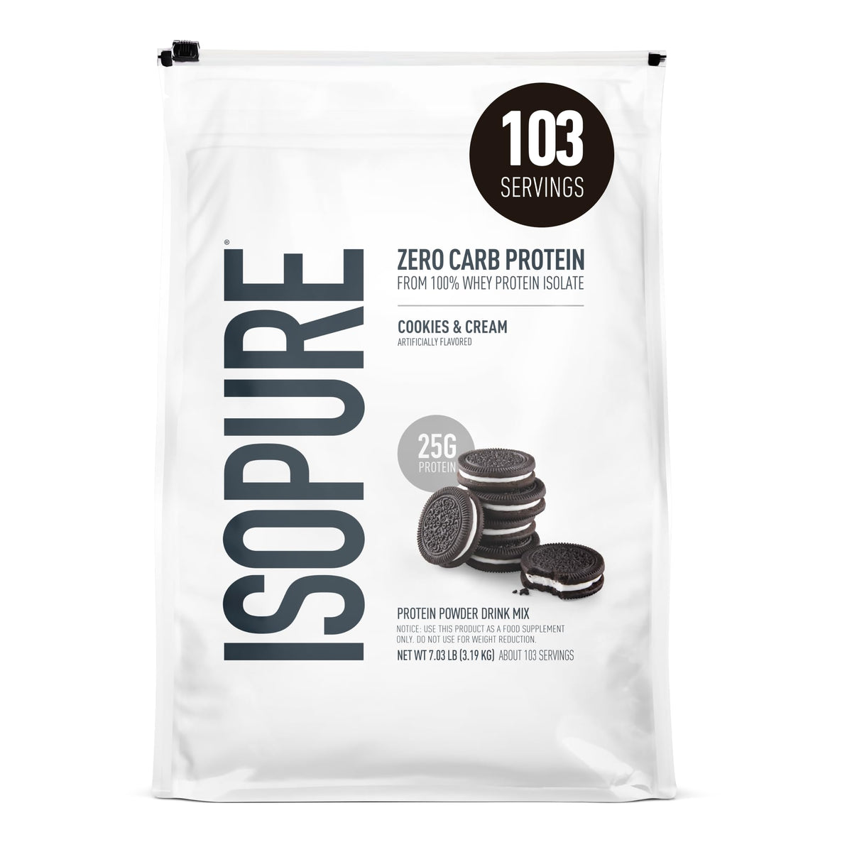 Isopure Zero Carb Whey Isolate Protein Powder, Creamy Vanilla 3 LB