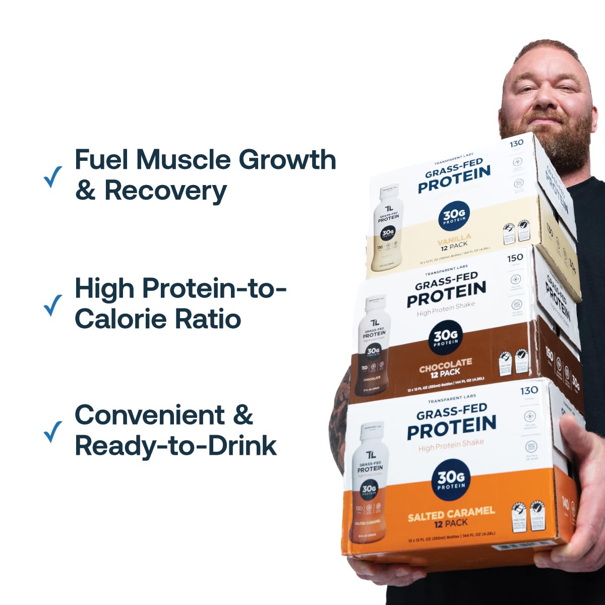 Transparent Labs Grass-Fed Protein Shake - Chocolate - 12 Pack