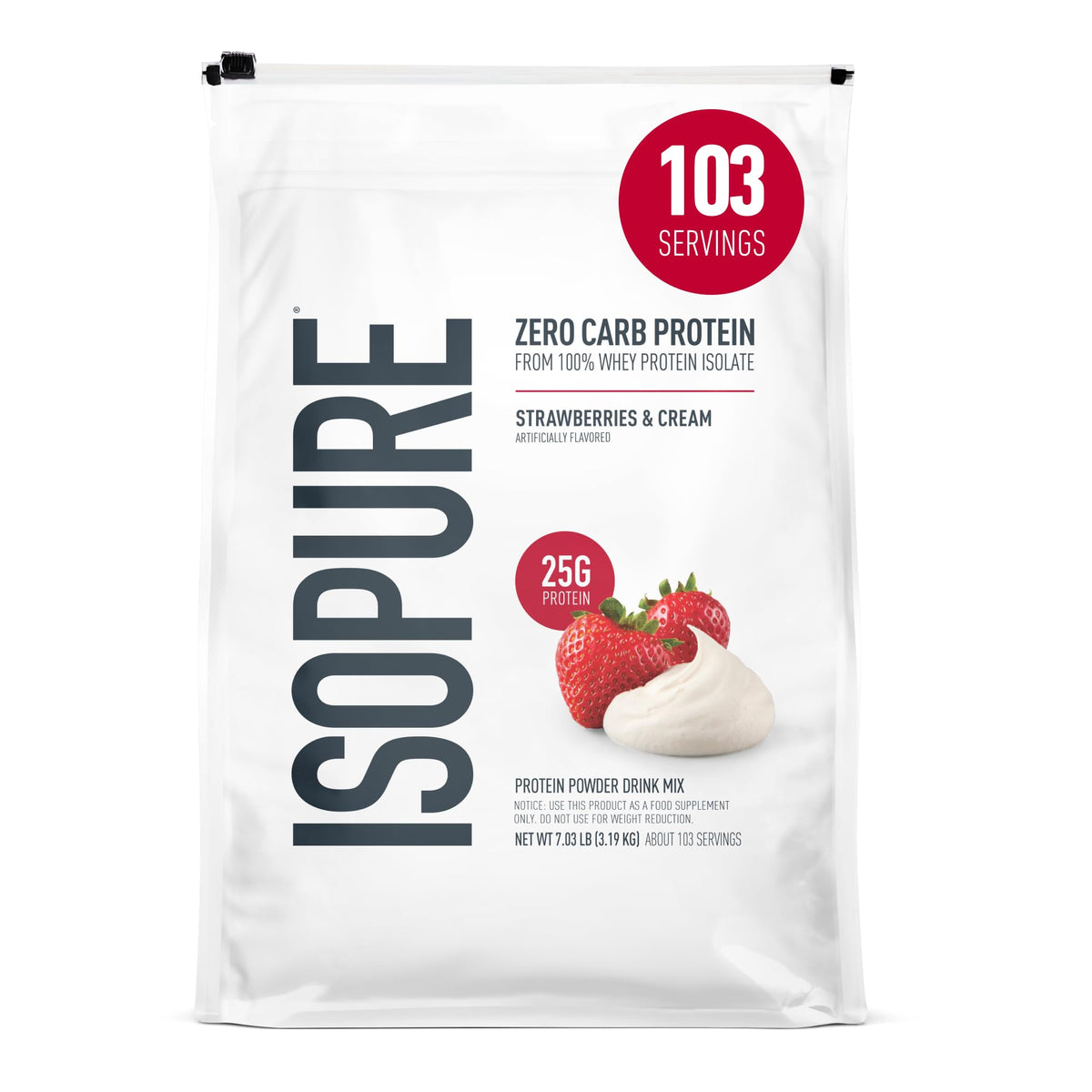 Isopure Zero Carb Whey Isolate Protein Powder, Creamy Vanilla 3 LB