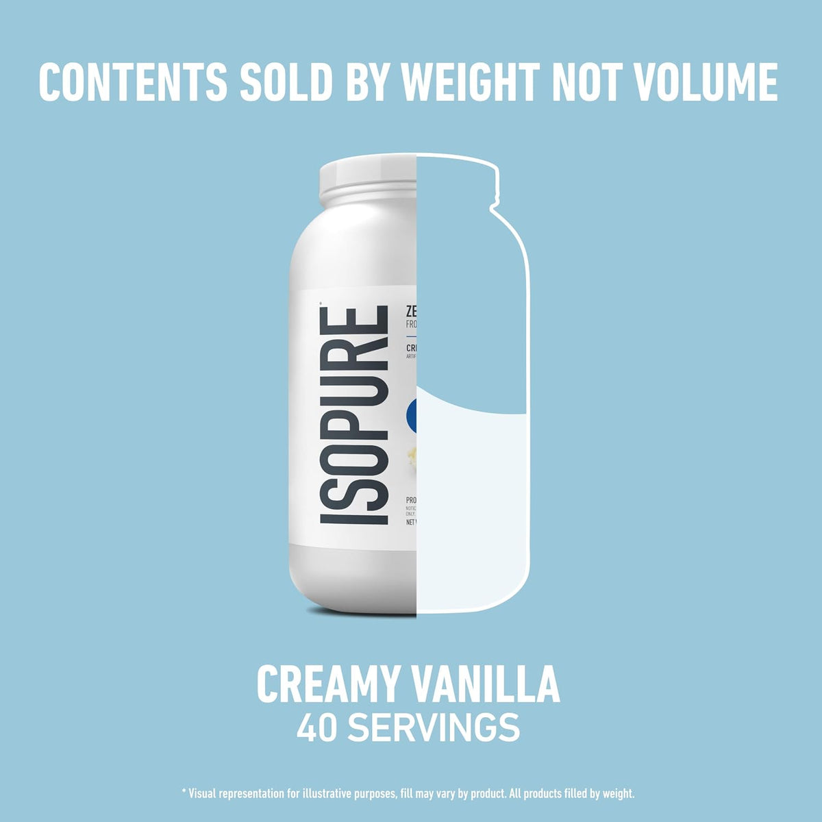 Isopure Zero Carb Whey Isolate Protein Powder, Creamy Vanilla 3 LB
