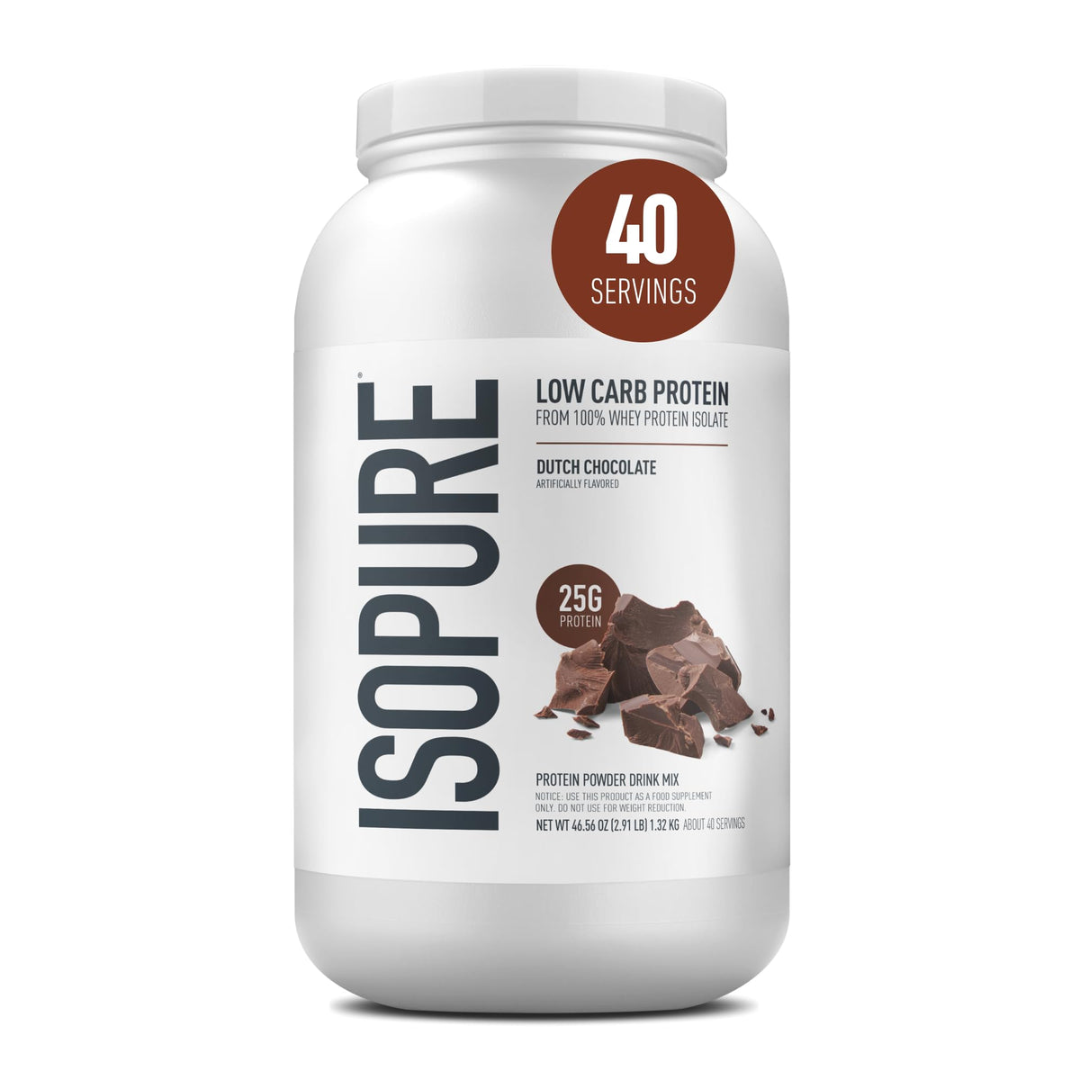 Isopure Zero Carb Whey Isolate Protein Powder, Creamy Vanilla 3 LB