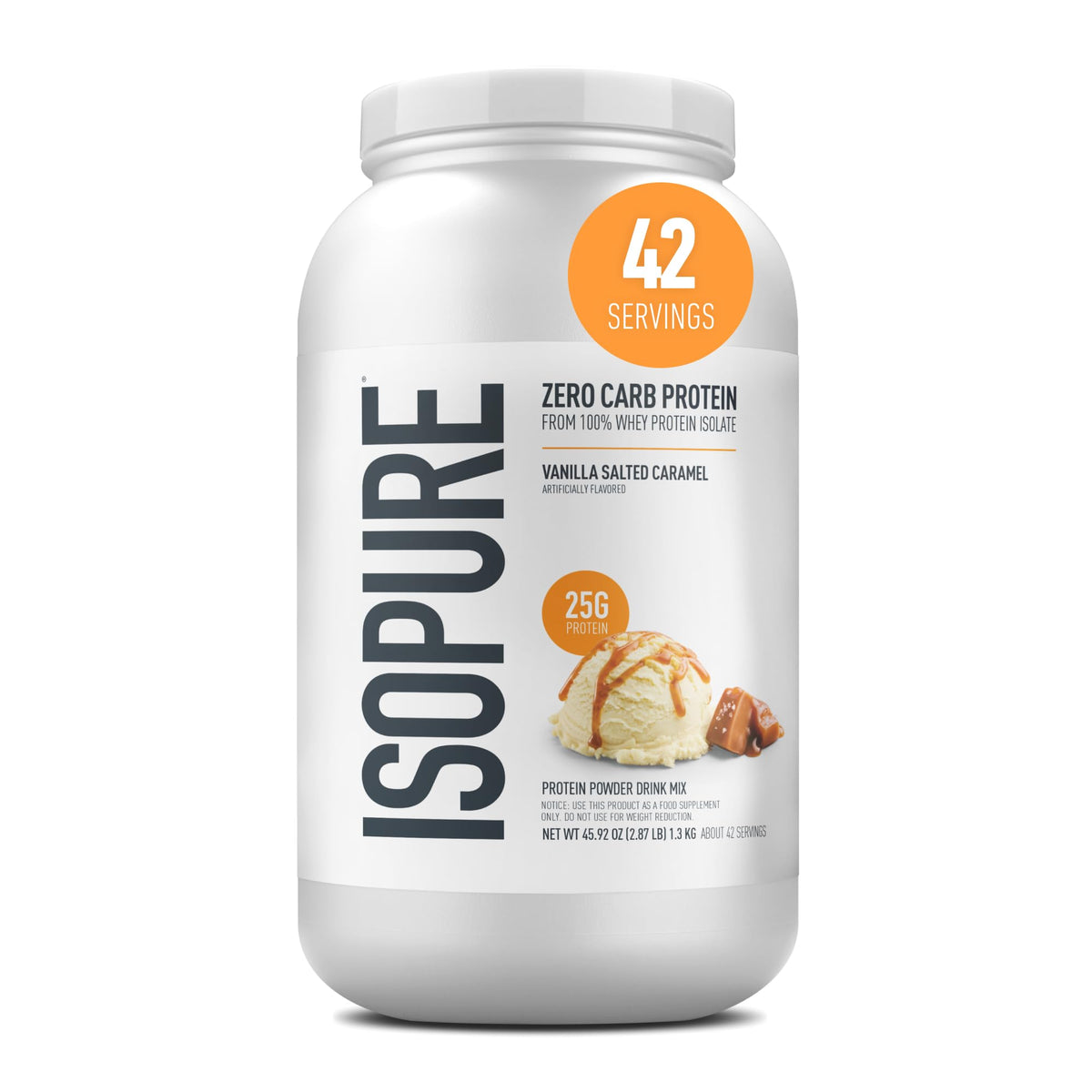 Isopure Zero Carb Whey Isolate Protein Powder, Creamy Vanilla 3 LB