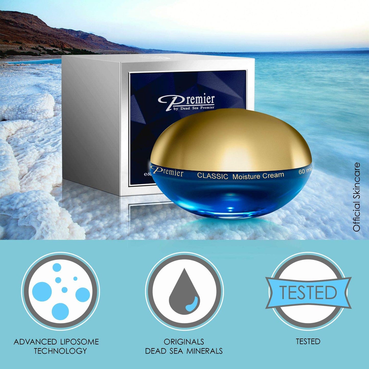 Premier Dead Sea sensitive skin moisture cream, anti aging face moisturizer – day and night – silky firming cream to smooth wrinkles and fine lines, face cream 2.04 Fl. Oz