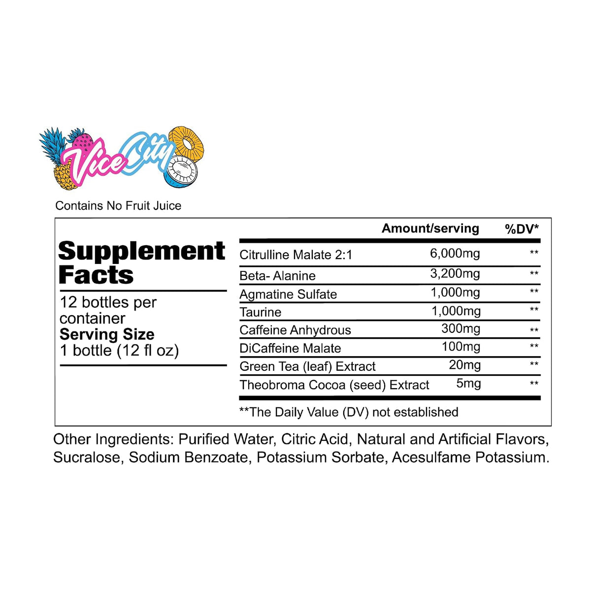 REDCON1 Total War Ready to Drink Pre Workout | Vice City | 365mg Caffeine + Citrulline Malate + Beta Alanine | Zero Sugar (12 Pack)