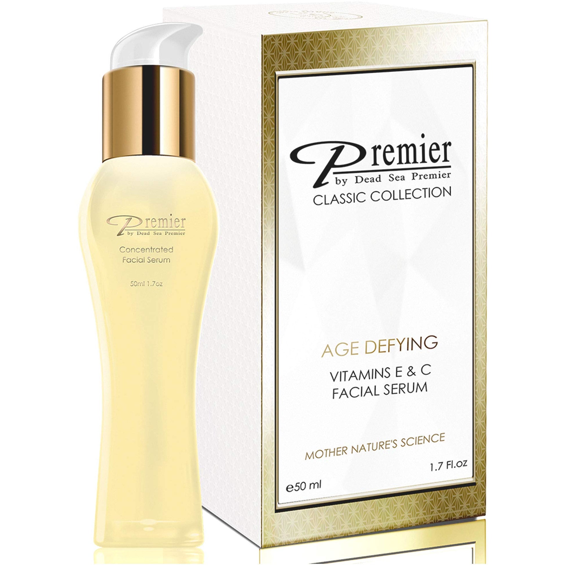 Premier Dead Sea Vitamin C Serum for Face, Brightening Age-Defying Formula for Fine Lines with Retinol, Vitamin E and Dead Sea Minerals, Lifting and Tightening Skin Care (1.7 Fl Oz)