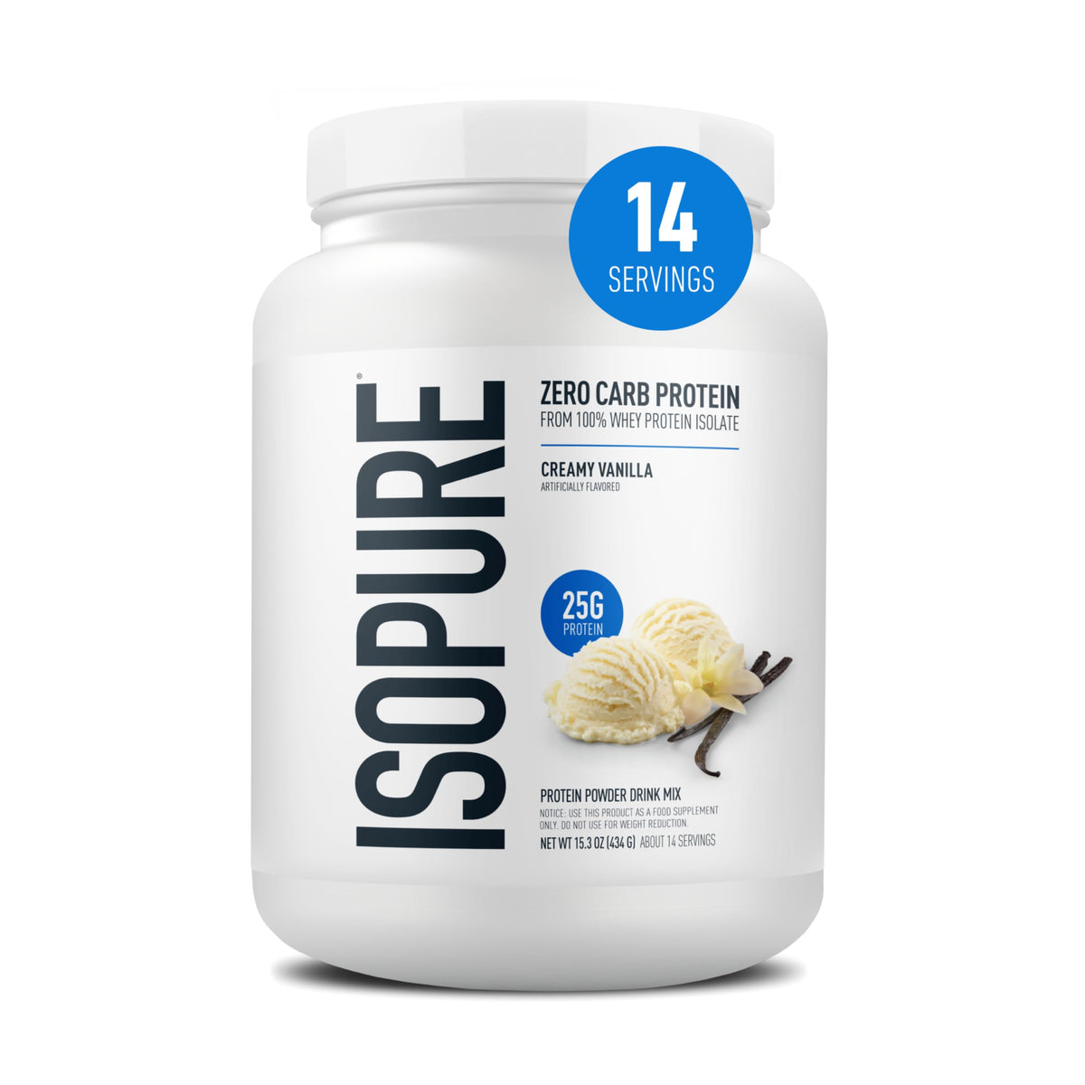 Isopure Zero Carb Whey Isolate Protein Powder, Creamy Vanilla 3 LB