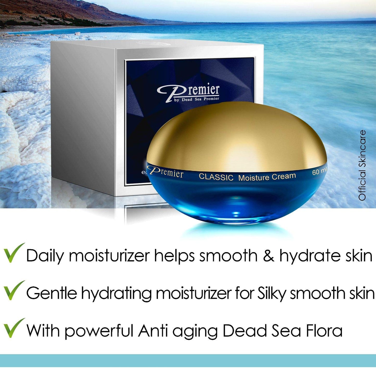 Premier Dead Sea sensitive skin moisture cream, anti aging face moisturizer – day and night – silky firming cream to smooth wrinkles and fine lines, face cream 2.04 Fl. Oz