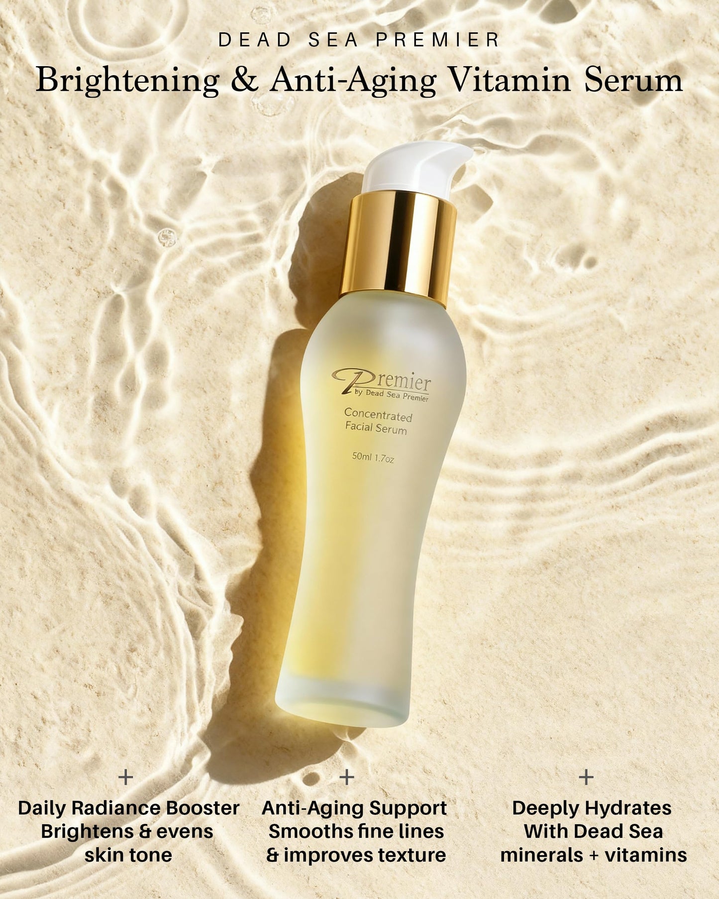 Premier Dead Sea Vitamin C Serum for Face, Brightening Age-Defying Formula for Fine Lines with Retinol, Vitamin E and Dead Sea Minerals, Lifting and Tightening Skin Care (1.7 Fl Oz)