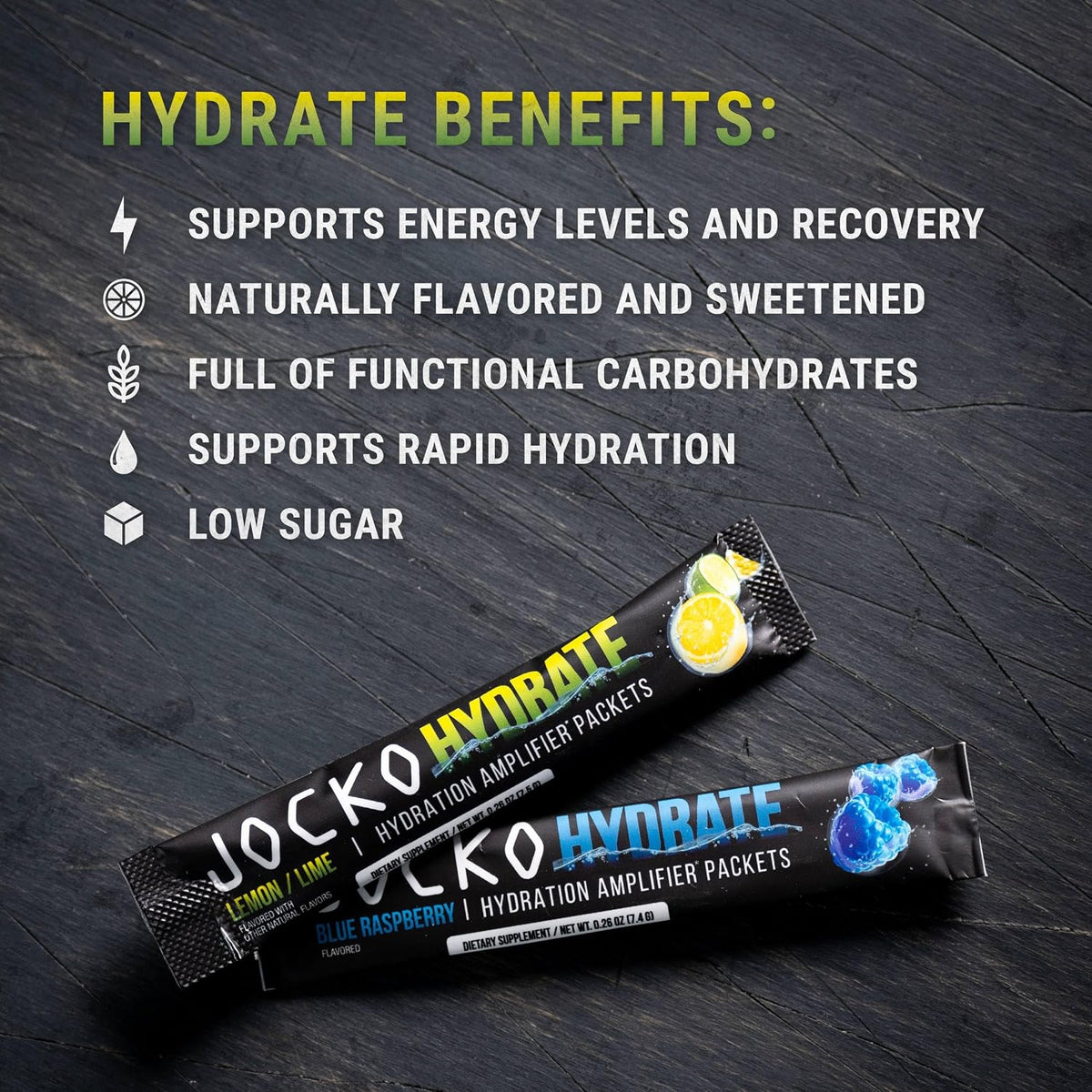 Jocko Fuel Hydrate Electrolyte Powder Packets, Lemon Lime | 16 Packets